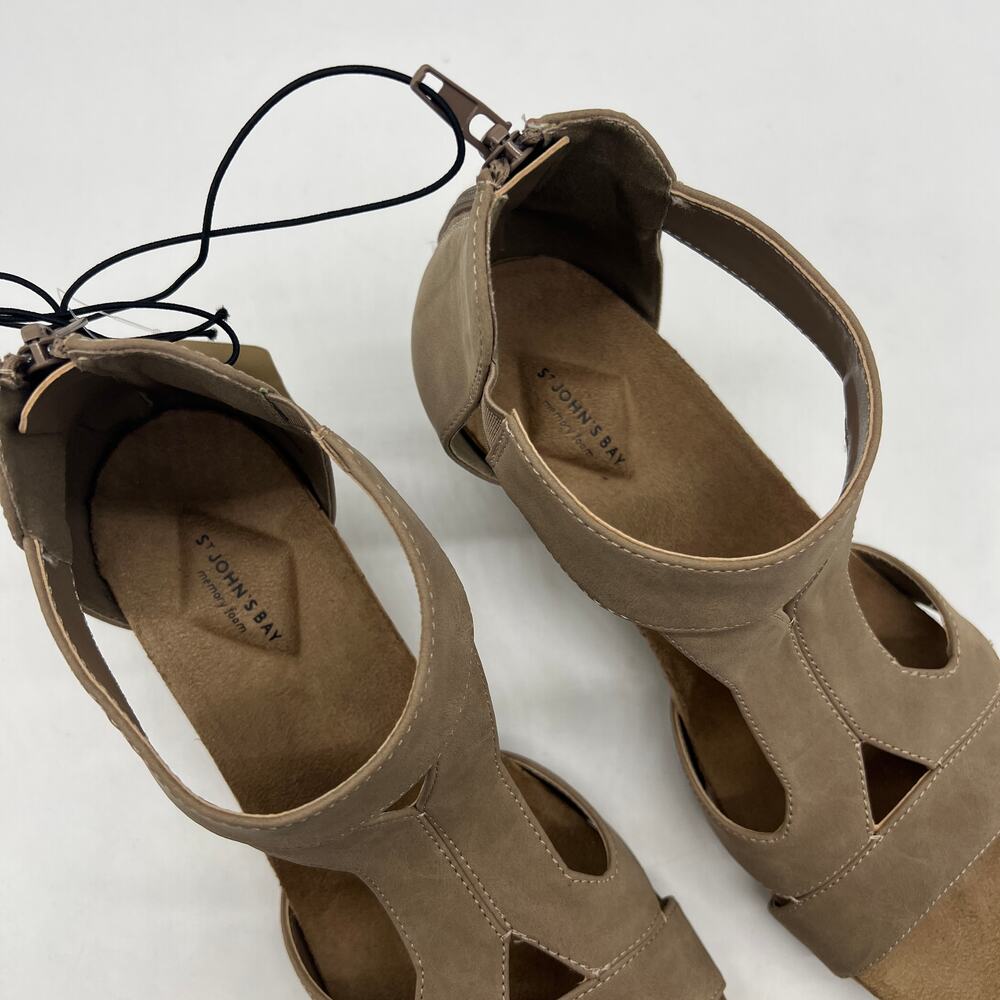 St. John's Bay Womens Taz Wedge Sandals Brown Porchini Size 10M - Picture 4 of 12